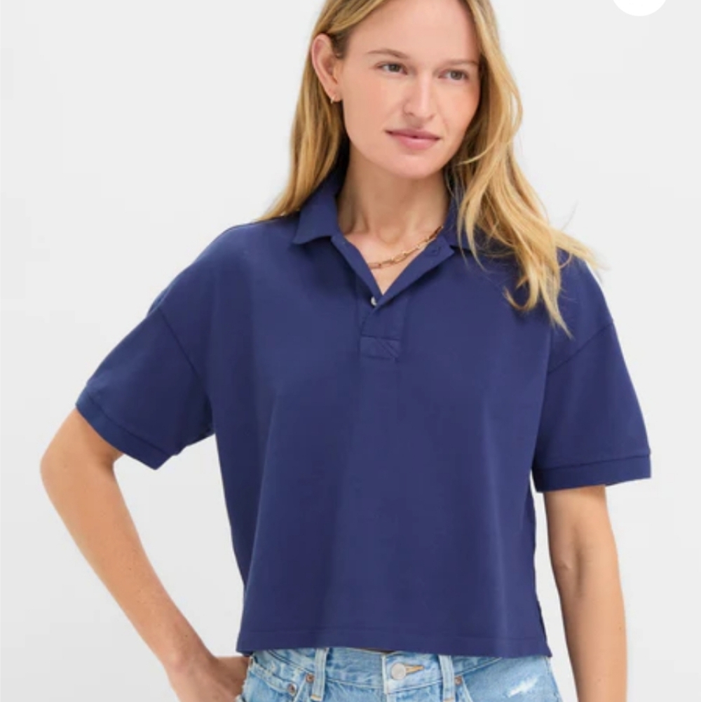 Tuckernuck Navy Pique Holmes Boyfriend Polo